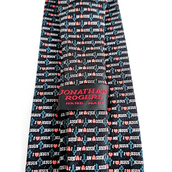 Jonathan Rogers Hand Made Silk Tie With "Jesus Loves‎ Me" Print~T172.3 - Picture 2 of 5